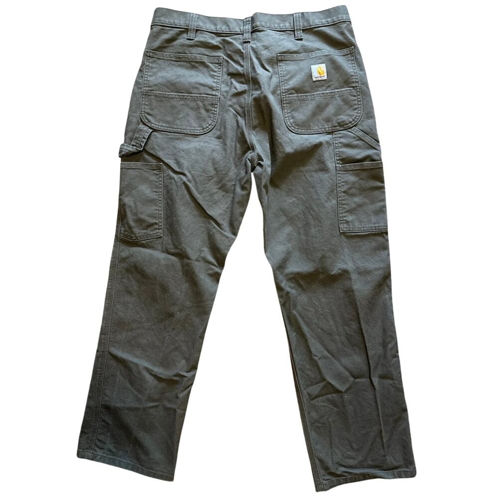 Carhartt Pants Mens 36x30 Green Canvas Relaxed Fit Utility Workwear Carpenter